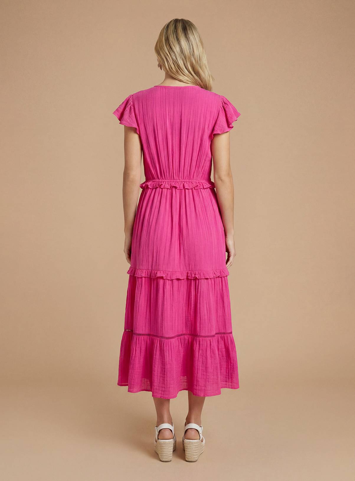 DOROTHY PERKINS Button Front Frill Sleeve Midaxi Dress 8 - Image 3